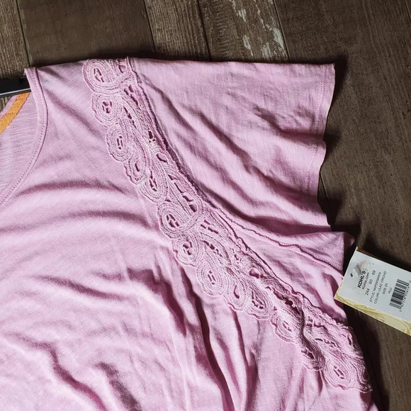 NWT Juniors' Rewind Short Sleeve Twist Front Tee Lilac Orchid Plus Size 2X - Picture 6 of 11